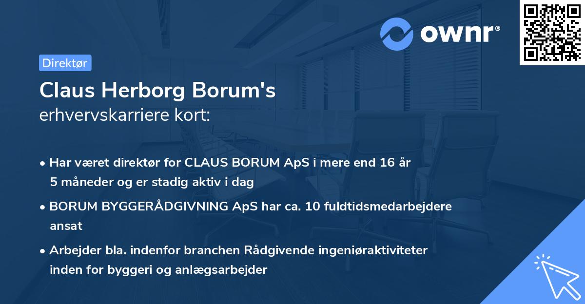 Claus Herborg Borum's erhvervskarriere kort