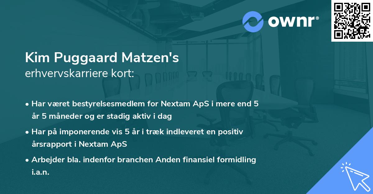 Kim Puggaard Matzen's erhvervskarriere kort