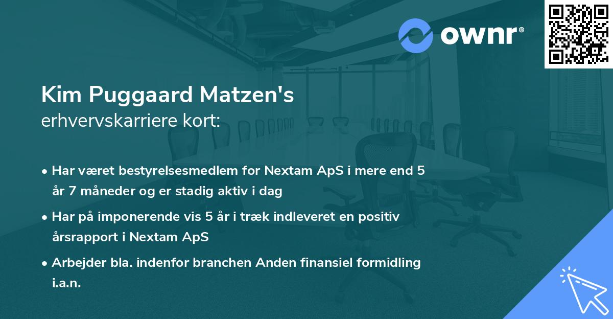 Kim Puggaard Matzen's erhvervskarriere kort