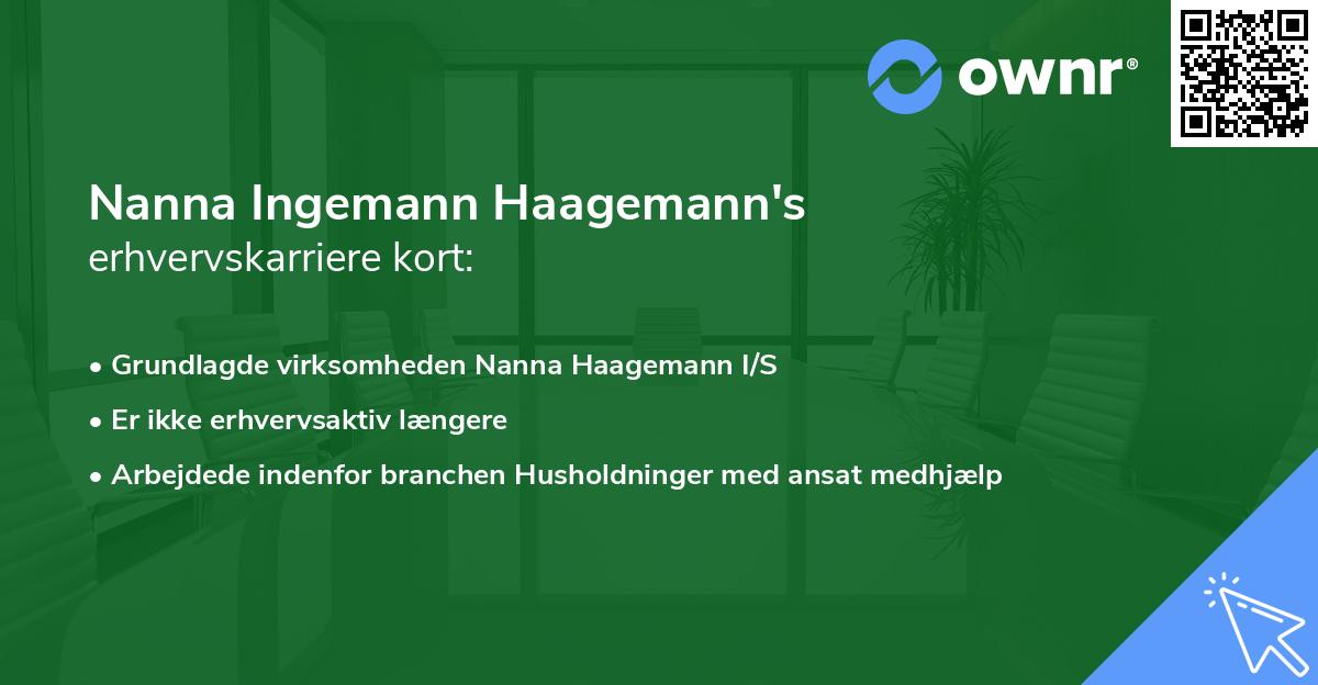 Nanna Ingemann Haagemann's erhvervskarriere kort