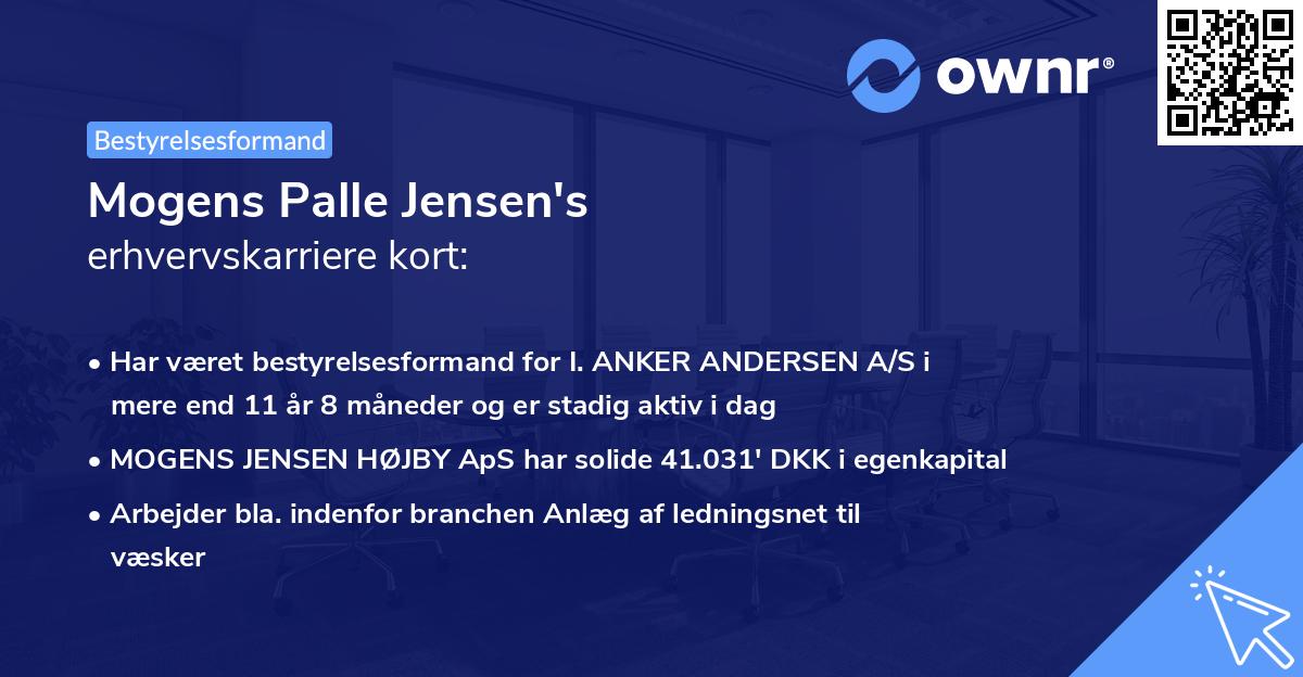 Mogens Palle Jensen's erhvervskarriere kort