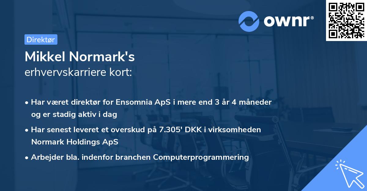 Mikkel Normark's erhvervskarriere kort