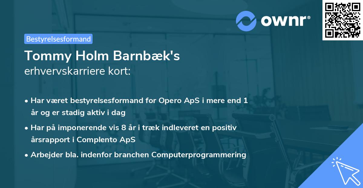 Tommy Holm Barnbæk's erhvervskarriere kort