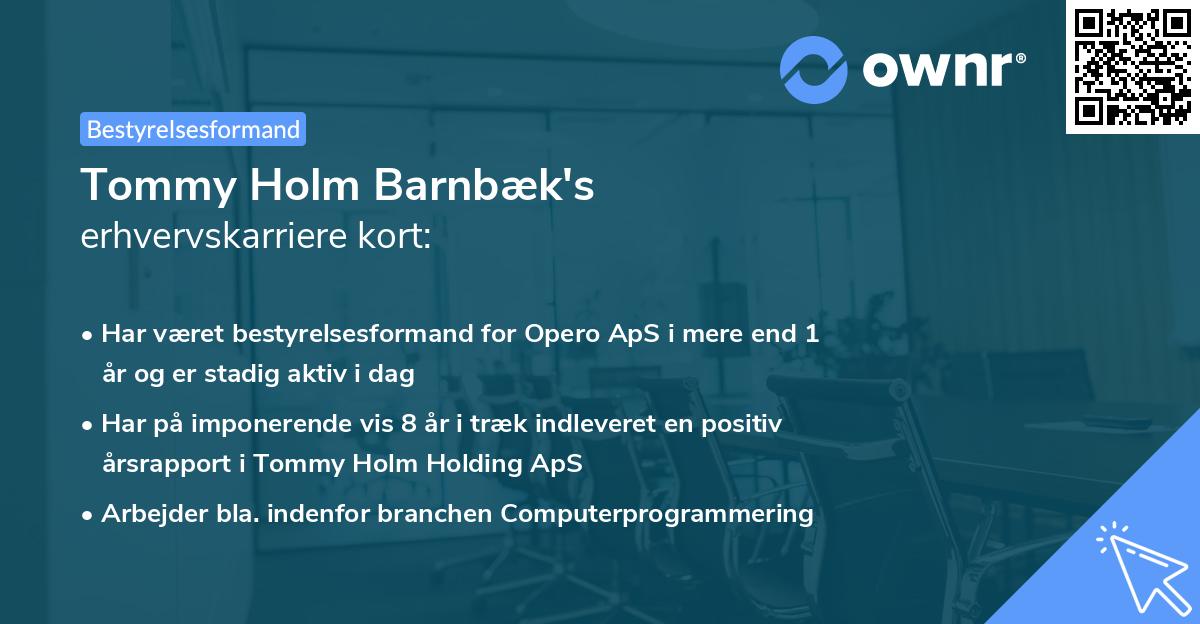 Tommy Holm Barnbæk's erhvervskarriere kort