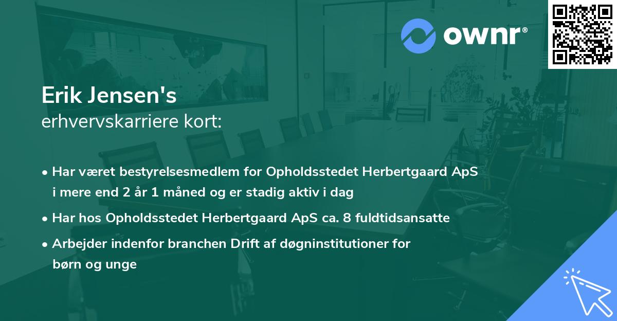 Erik Jensen's erhvervskarriere kort