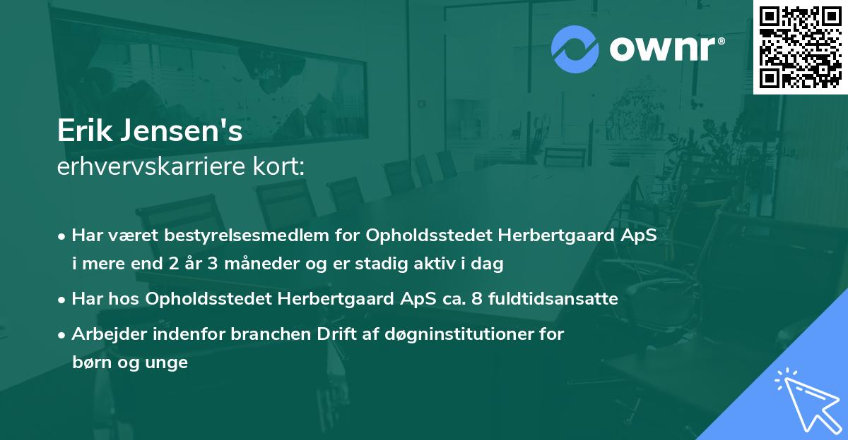 Erik Jensen's erhvervskarriere kort