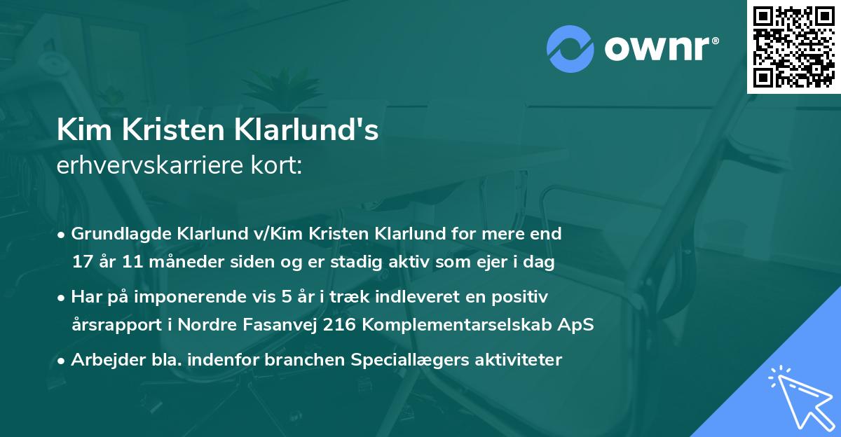 Kim Kristen Klarlund's erhvervskarriere kort