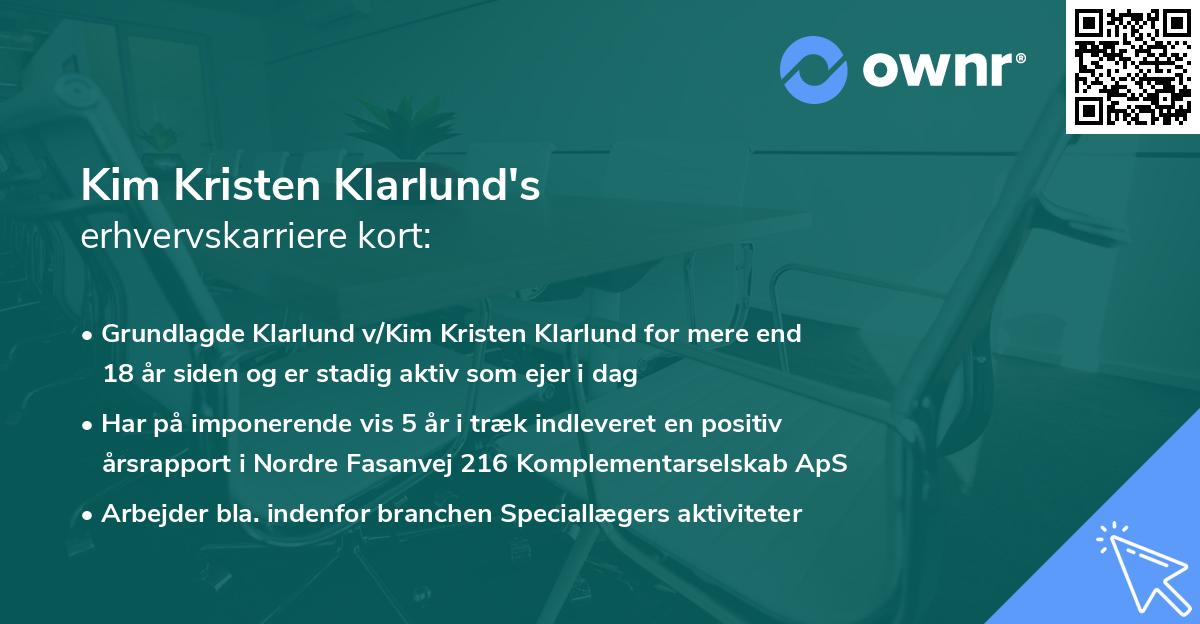 Kim Kristen Klarlund's erhvervskarriere kort