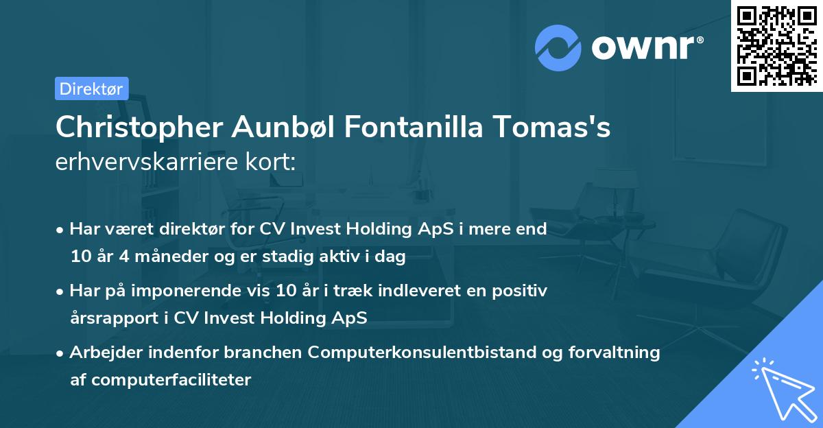 Christopher Aunbøl Fontanilla Tomas's erhvervskarriere kort