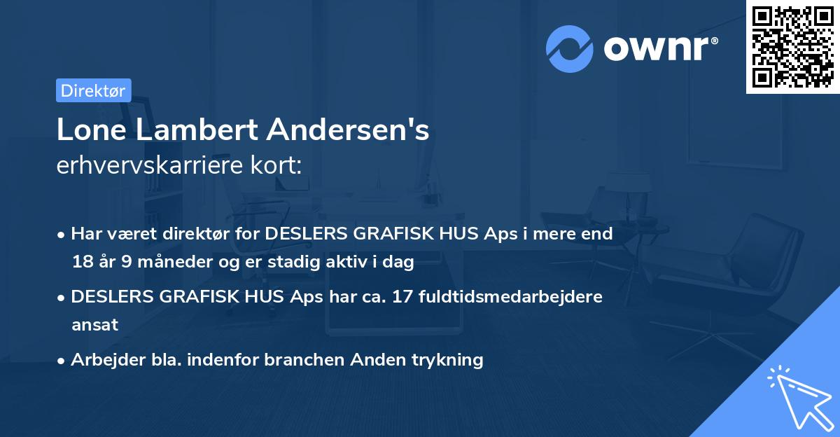 Lone Lambert Andersen's erhvervskarriere kort
