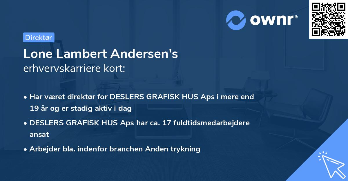 Lone Lambert Andersen's erhvervskarriere kort