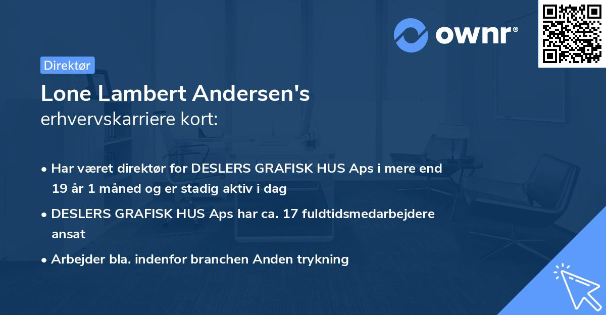 Lone Lambert Andersen's erhvervskarriere kort