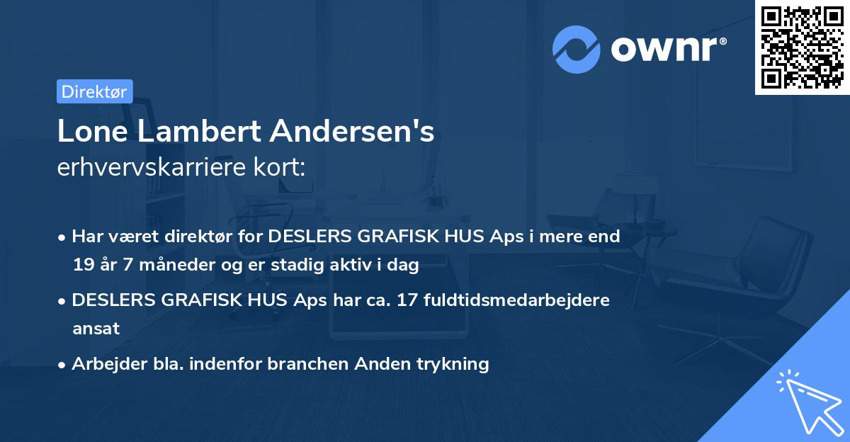 Lone Lambert Andersen's erhvervskarriere kort