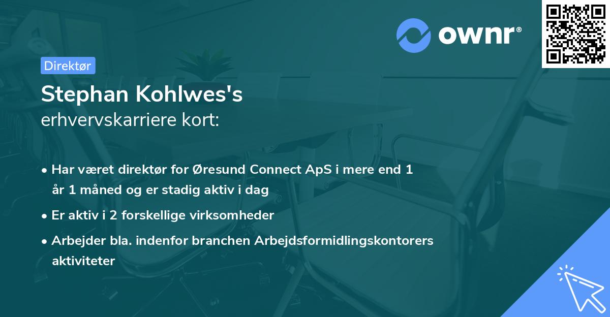 Stephan Kohlwes's erhvervskarriere kort