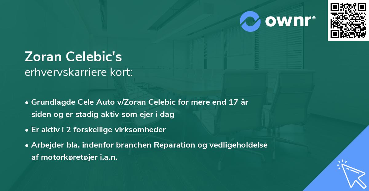 Zoran Celebic's erhvervskarriere kort