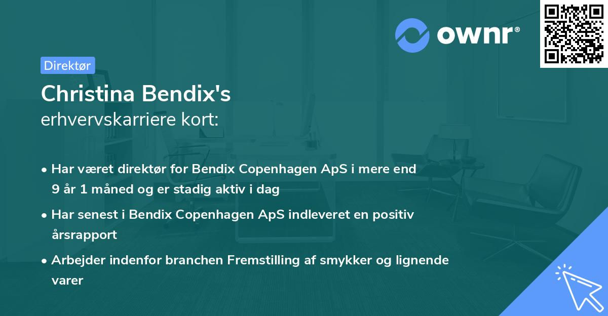 Christina Bendix's erhvervskarriere kort