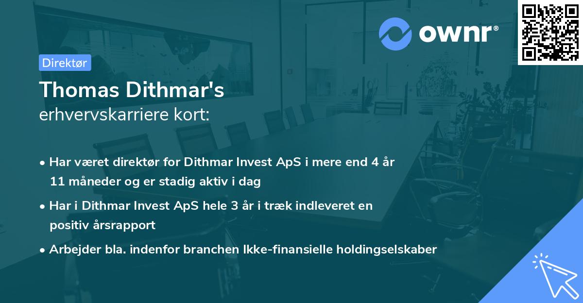 Thomas Dithmar's erhvervskarriere kort