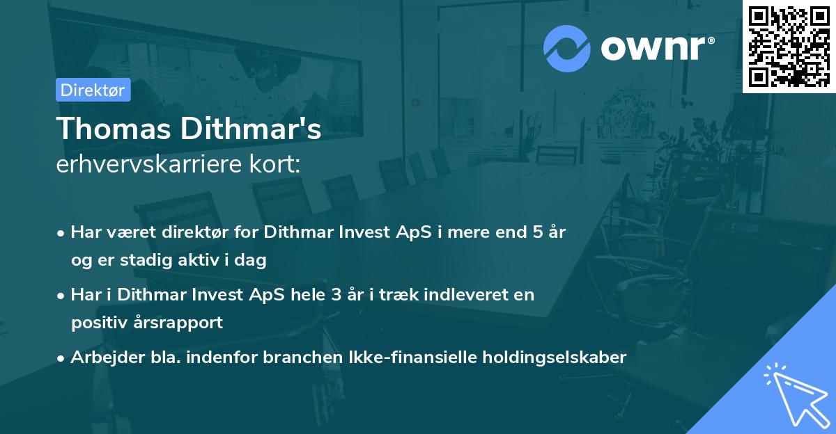 Thomas Dithmar's erhvervskarriere kort