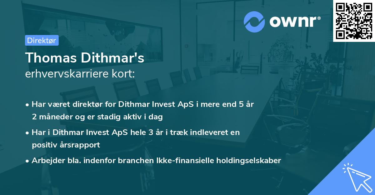 Thomas Dithmar's erhvervskarriere kort