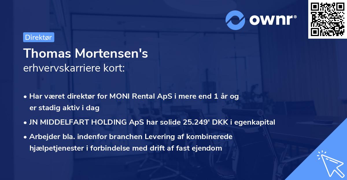 Thomas Mortensen's erhvervskarriere kort