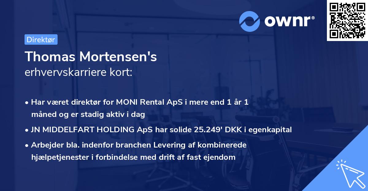 Thomas Mortensen's erhvervskarriere kort