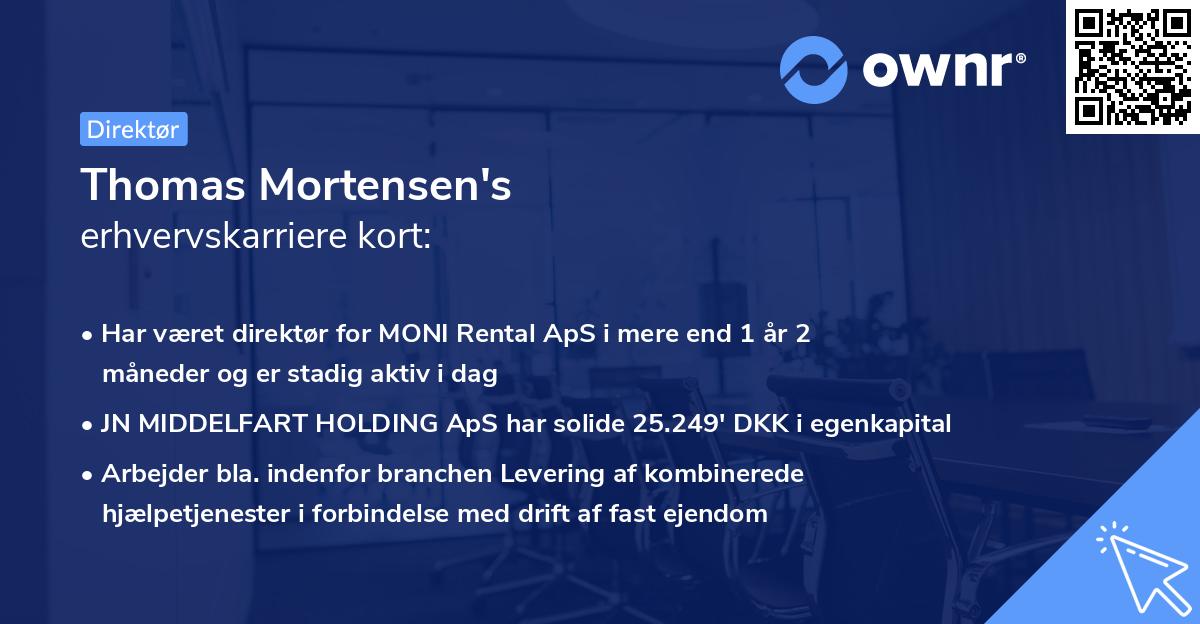 Thomas Mortensen's erhvervskarriere kort