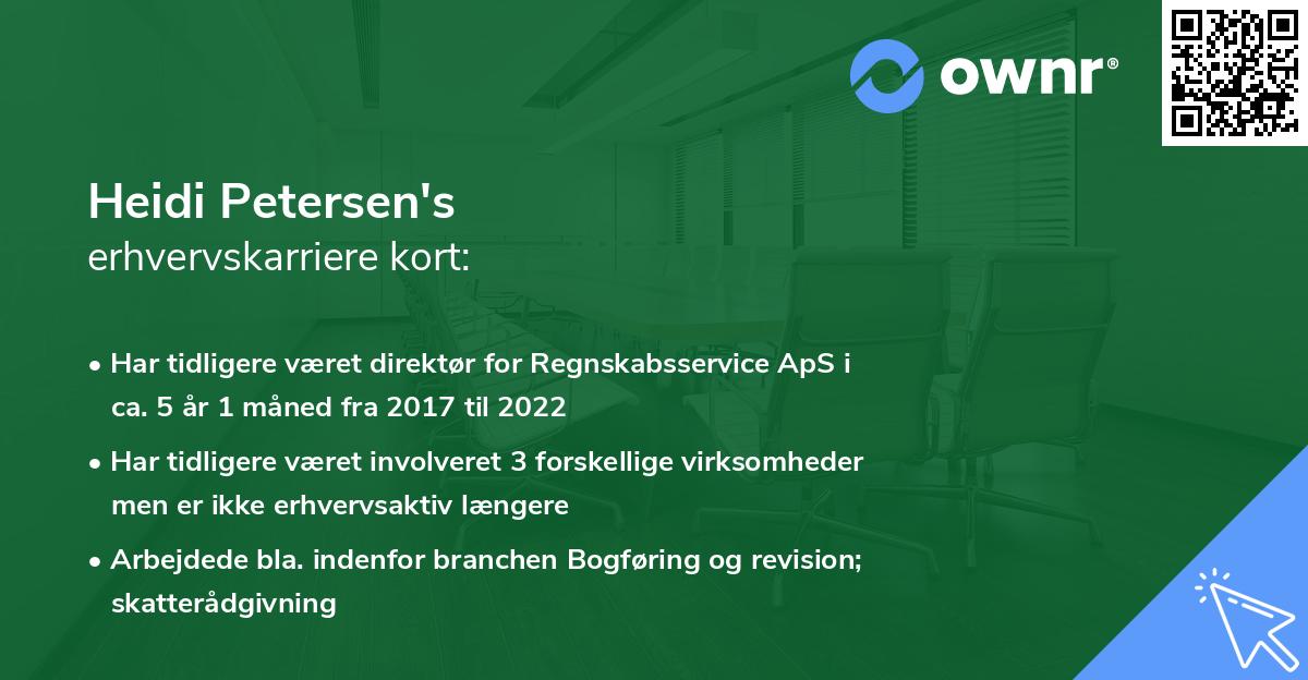 Heidi Petersen's erhvervskarriere kort