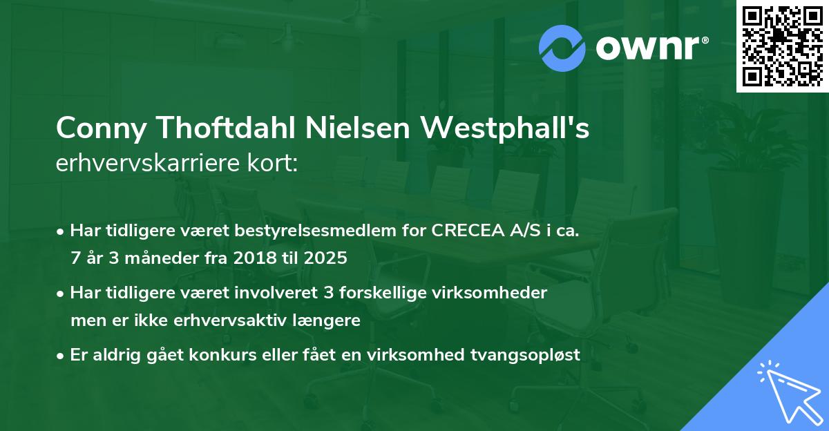 Conny Thoftdahl Nielsen Westphall's erhvervskarriere kort