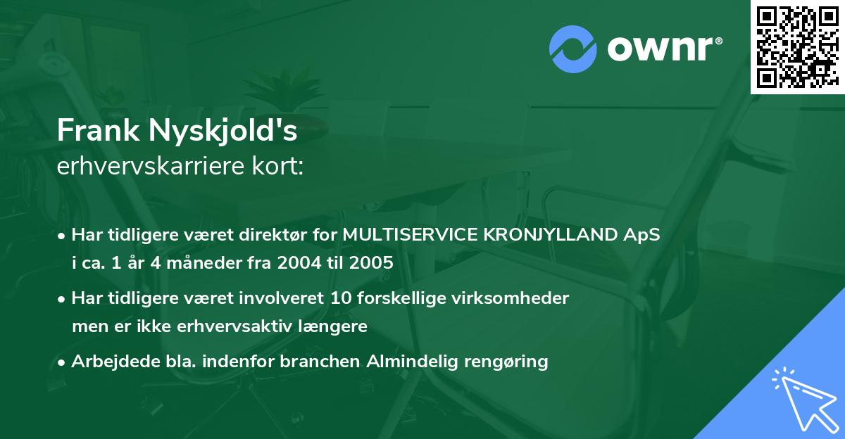 Frank Nyskjold's erhvervskarriere kort