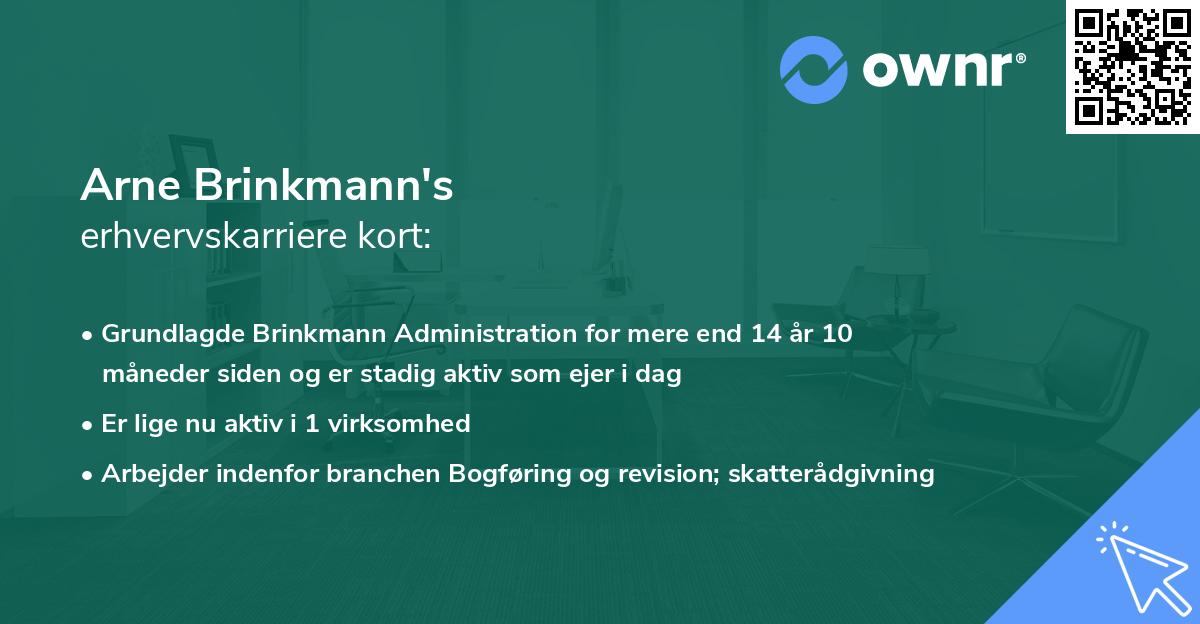 Arne Brinkmann's erhvervskarriere kort