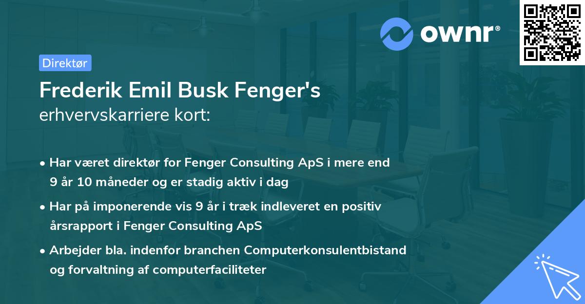 Frederik Emil Busk Fenger's erhvervskarriere kort