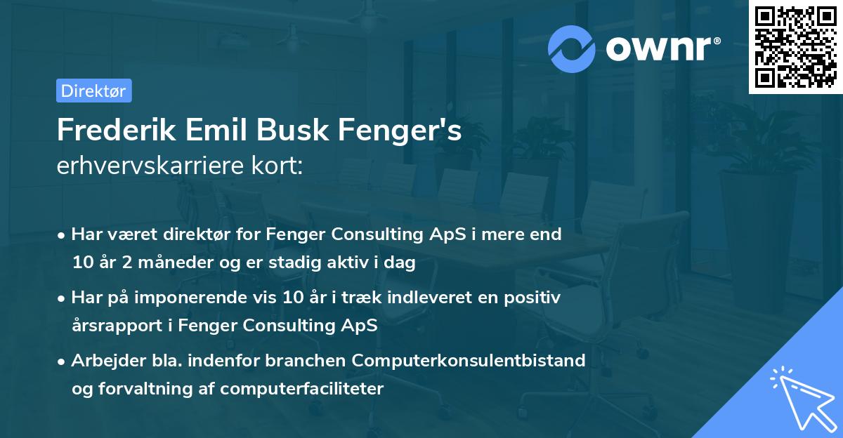 Frederik Emil Busk Fenger's erhvervskarriere kort