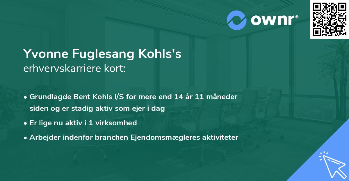 Yvonne Fuglesang Kohls's erhvervskarriere kort