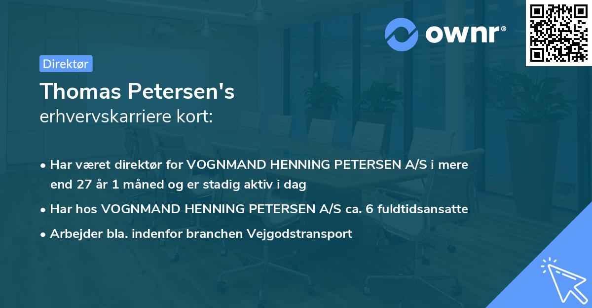 Thomas Petersen's erhvervskarriere kort
