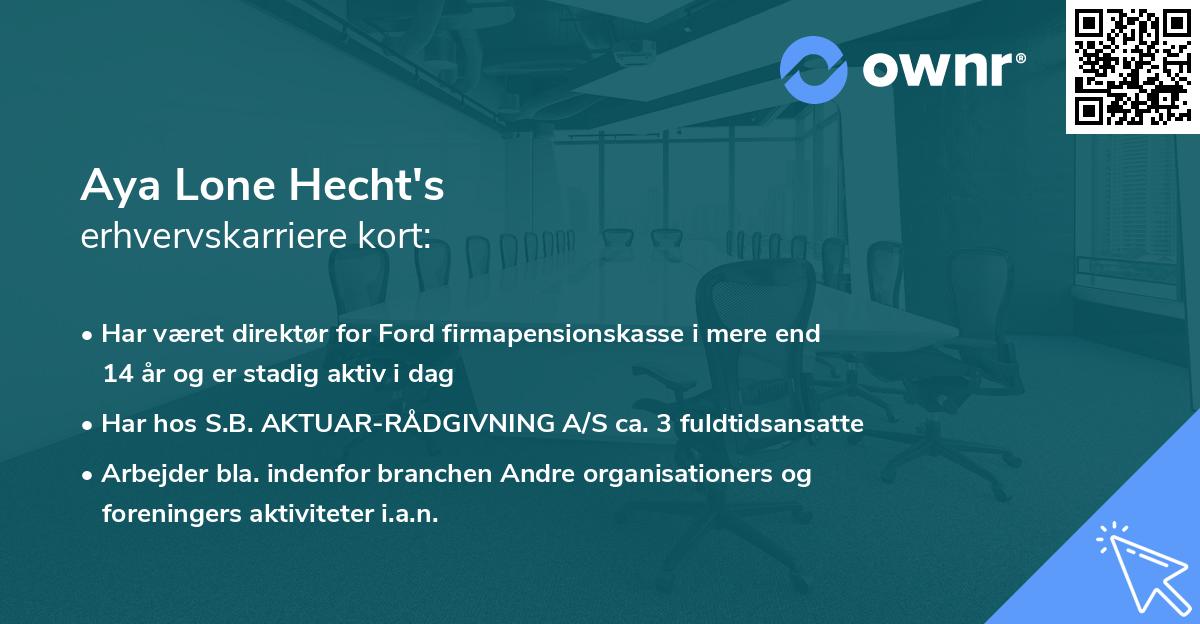 Aya Lone Hecht's erhvervskarriere kort