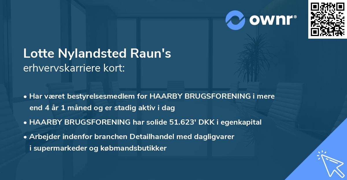 Lotte Nylandsted Raun's erhvervskarriere kort