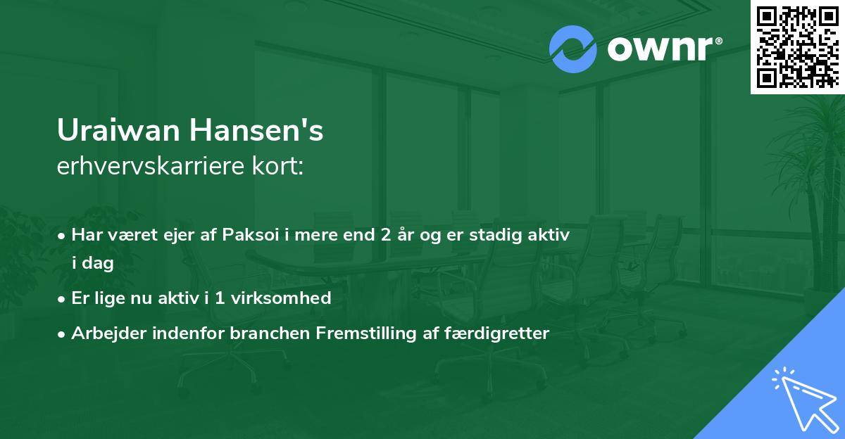 Uraiwan Hansen's erhvervskarriere kort