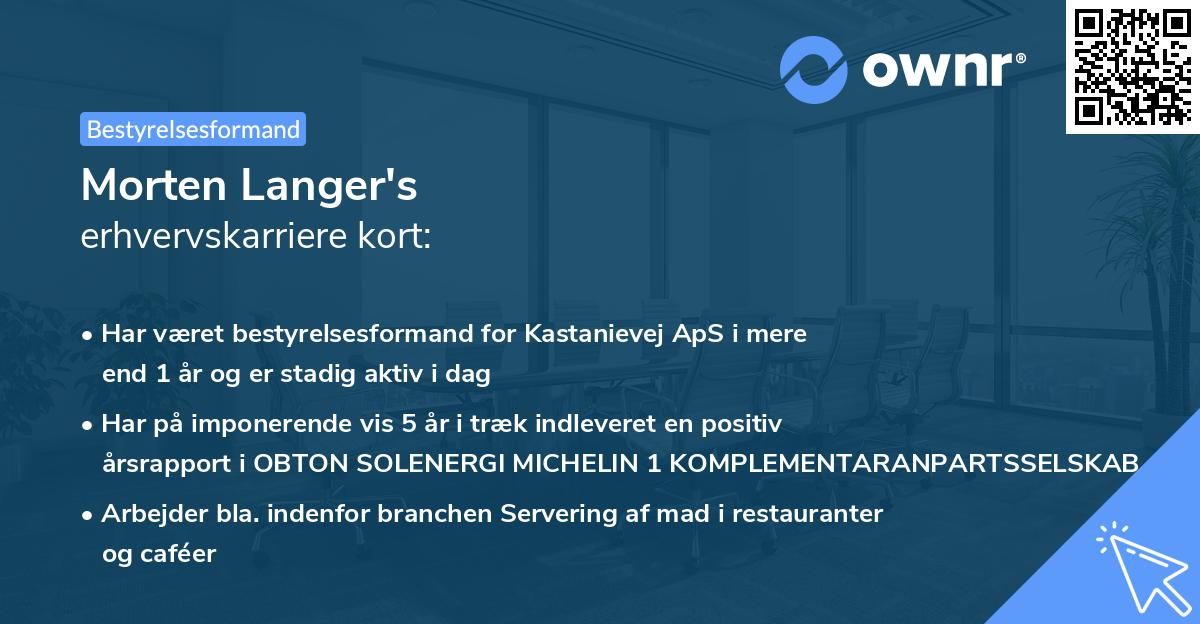 Morten Langer's erhvervskarriere kort
