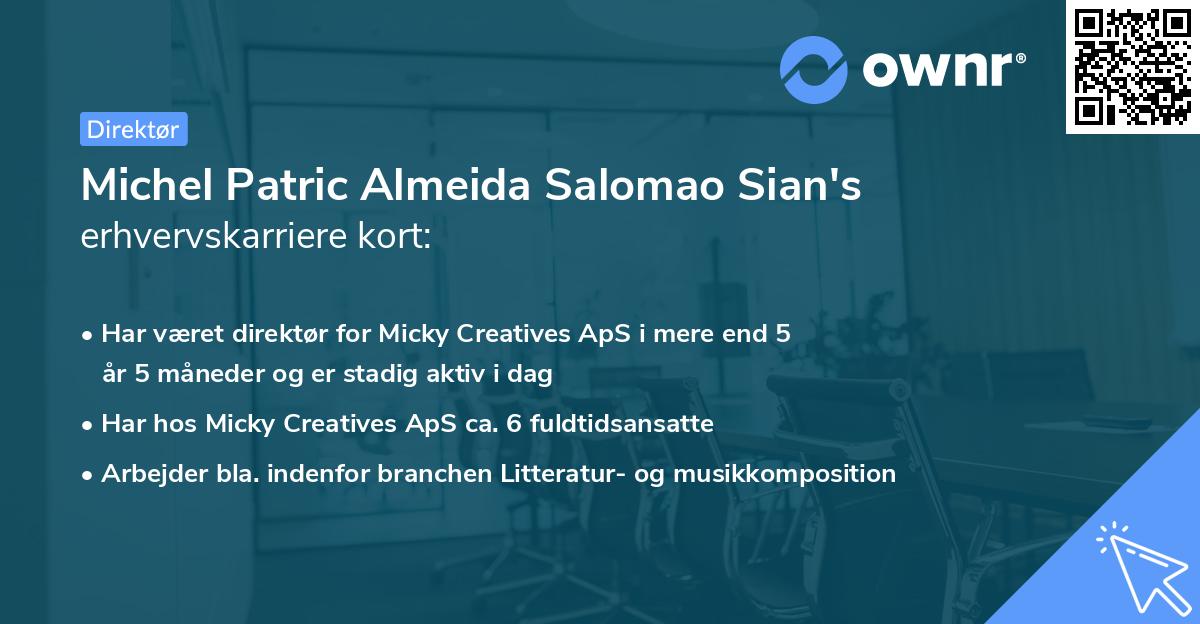 Michel Patric Almeida Salomao Sian's erhvervskarriere kort