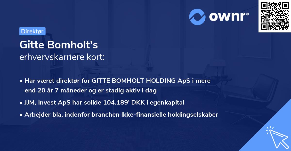 Gitte Bomholt's erhvervskarriere kort