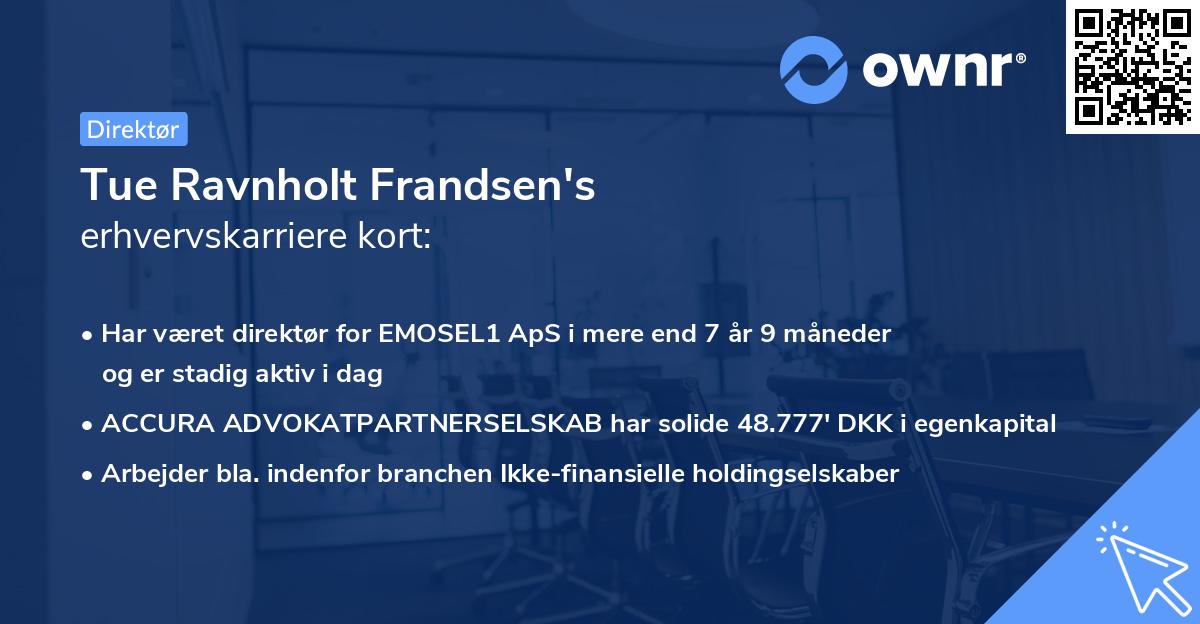 Tue Ravnholt Frandsen's erhvervskarriere kort