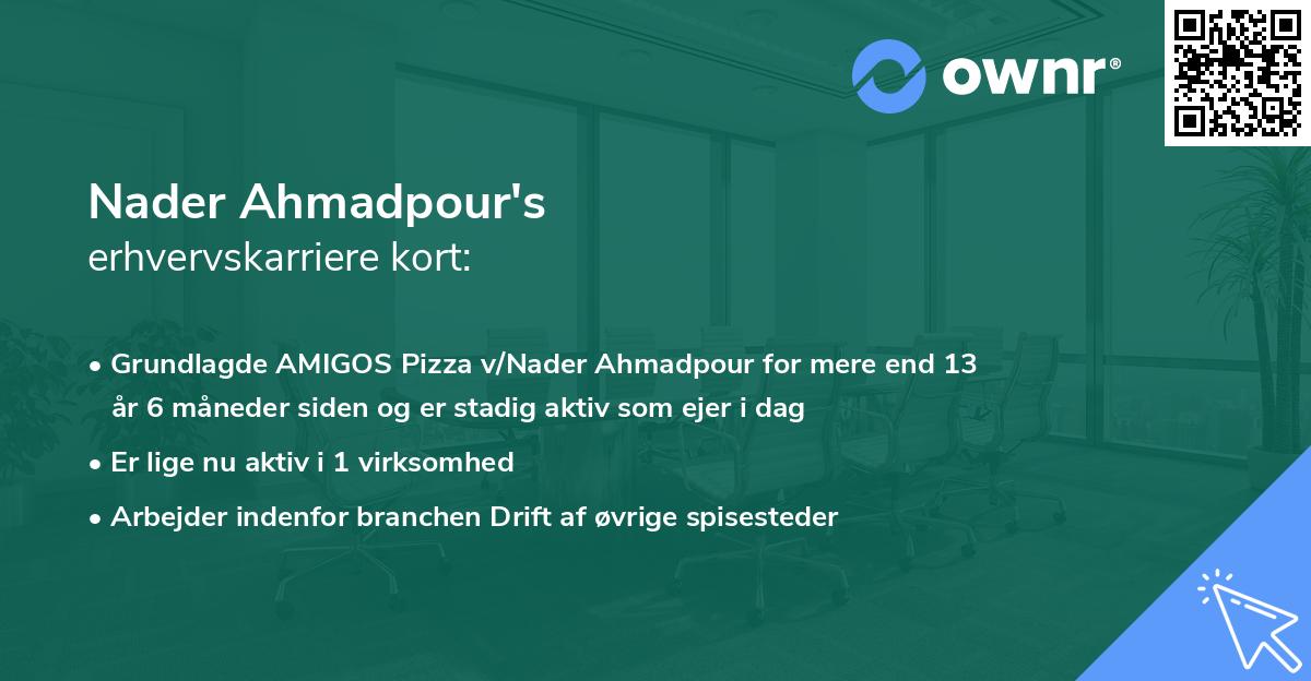 Nader Ahmadpour's erhvervskarriere kort