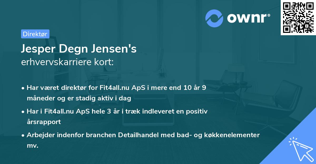 Jesper Degn Jensen's erhvervskarriere kort