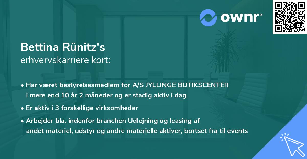 Bettina Rünitz's erhvervskarriere kort