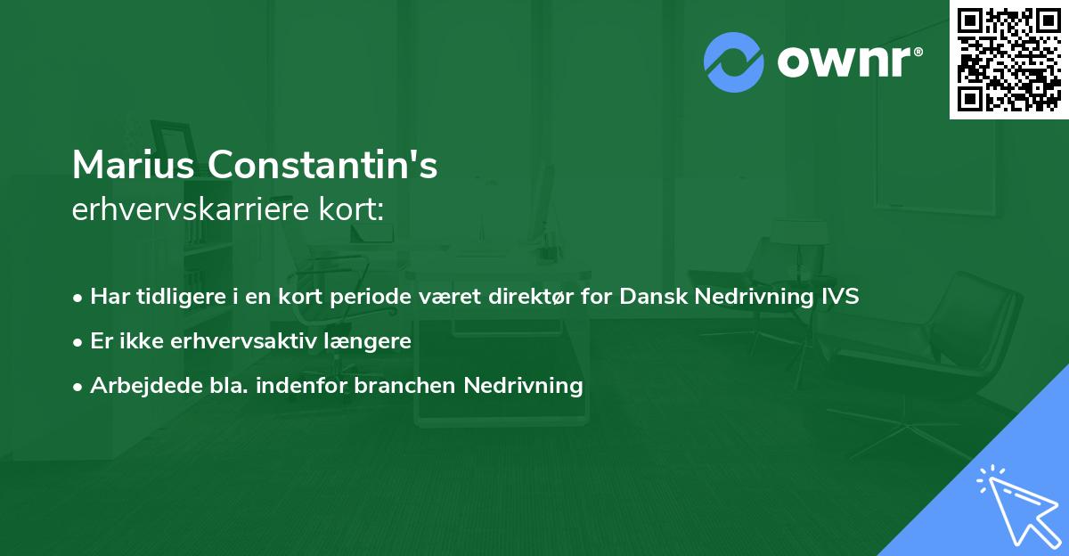 Marius Constantin's erhvervskarriere kort