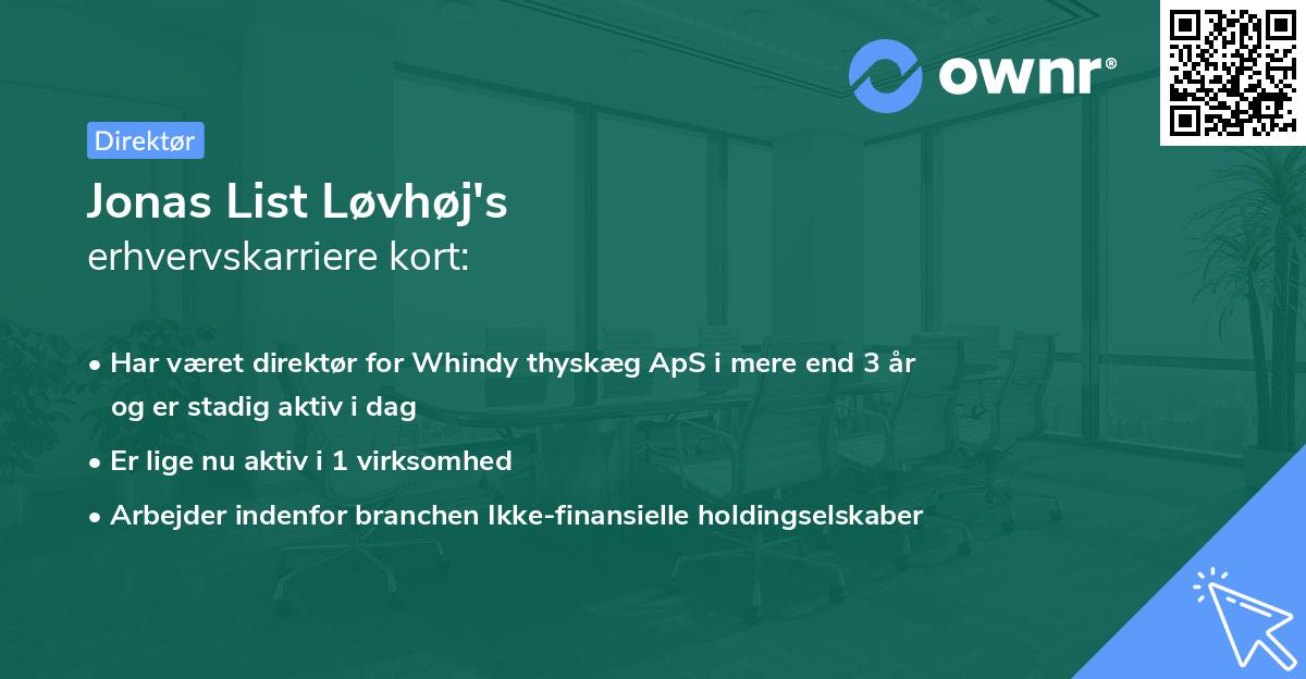 Jonas List Løvhøj's erhvervskarriere kort