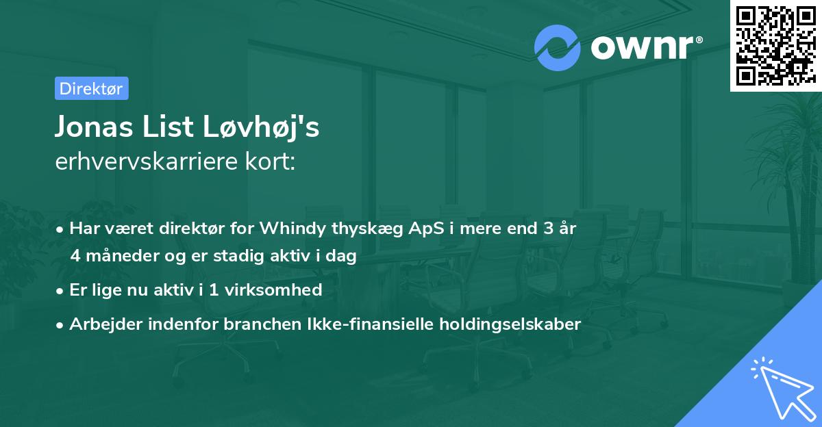 Jonas List Løvhøj's erhvervskarriere kort
