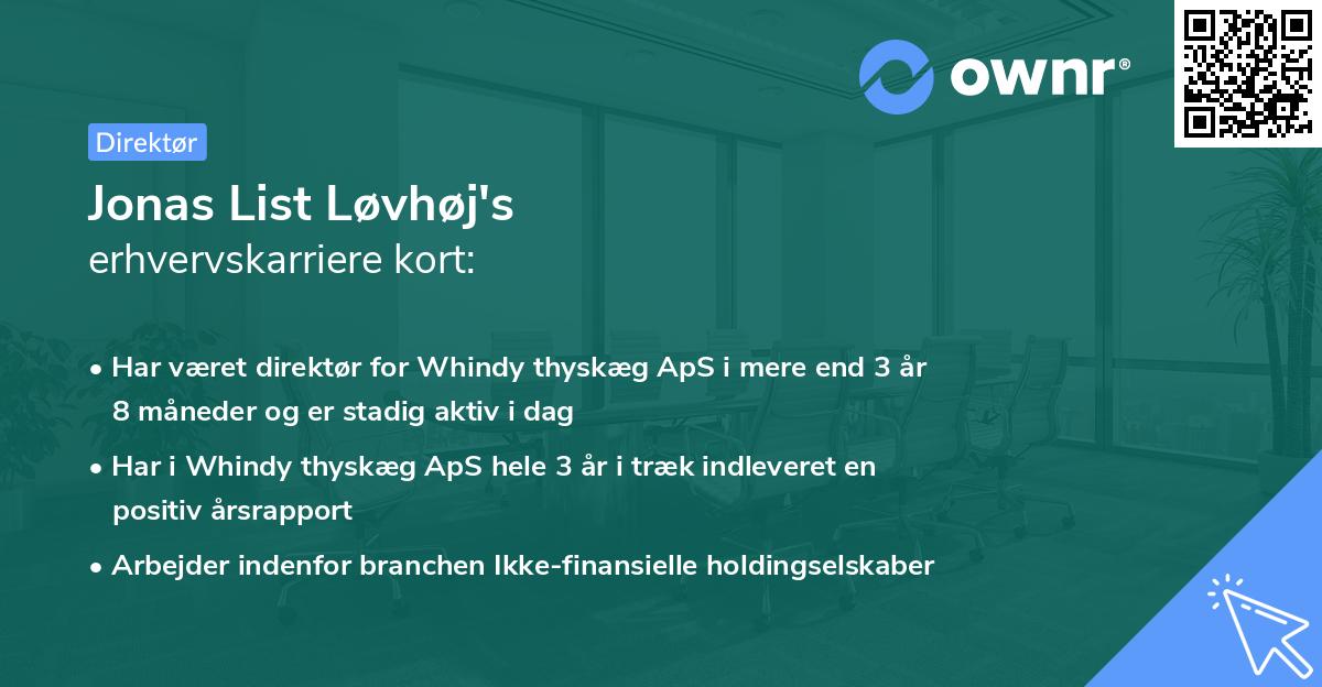 Jonas List Løvhøj's erhvervskarriere kort