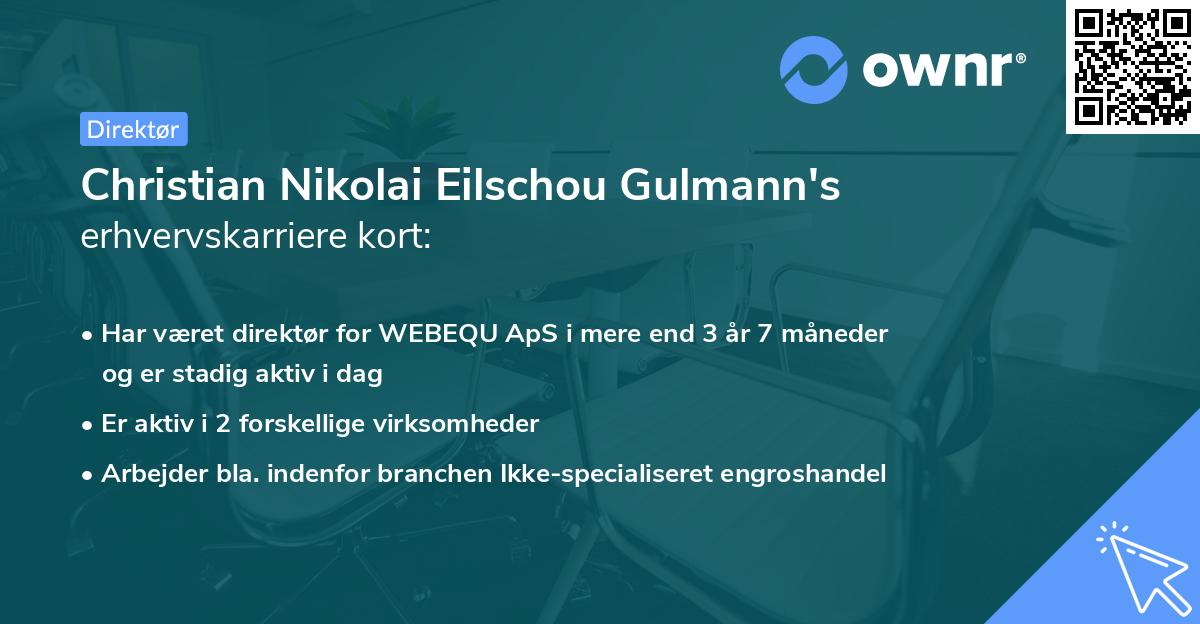 Christian Nikolai Eilschou Gulmann's erhvervskarriere kort