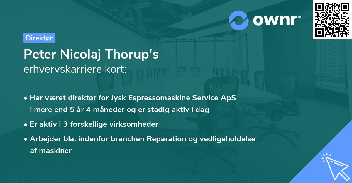 Peter Nicolaj Thorup's erhvervskarriere kort